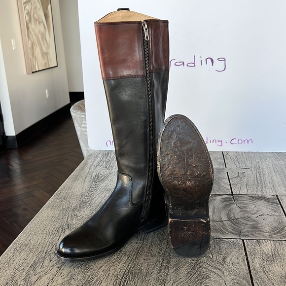 Designer Frye The Frye Company black/brown 7B cowboy riding boots - Picture 9 of 16